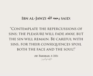 “Be careful with your Sins, for their consequences spoil both the Face and the Soul.”