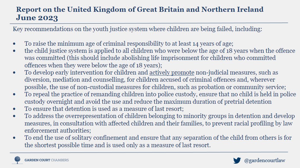 Garden Court Chambers (@gardencourtlaw) on Twitter photo <a href="/savechildrenuk/">Save the Children UK</a> <a href="/Justforkidslaw/">Just for Kids Law</a> <a href="/CRAE_official/">Children’s Rights Alliance for England</a> We're now hearing from <a href="/ElenaPapamicha3/">Elena Papamichael</a>, of the Garden Court #ChildrensRights Team, on where children are being failed in the #YouthJustice system.
Elena is talking us through the key recommendations from a recent report to improve #ChildRights in the UK listed below🔽 <a href="/savechildrenuk/">Save the Children UK</a> <a href="/Justforkidslaw/">Just for Kids Law</a> <a href="/CRAE_official/">Children’s Rights Alliance for England</a> We're now hearing from <a href="/ElenaPapamicha3/">Elena Papamichael</a>, of the Garden Court #ChildrensRights Team, on where children are being failed in the #YouthJustice system.
Elena is talking us through the key recommendations from a recent report to improve #ChildRights in the UK listed below🔽