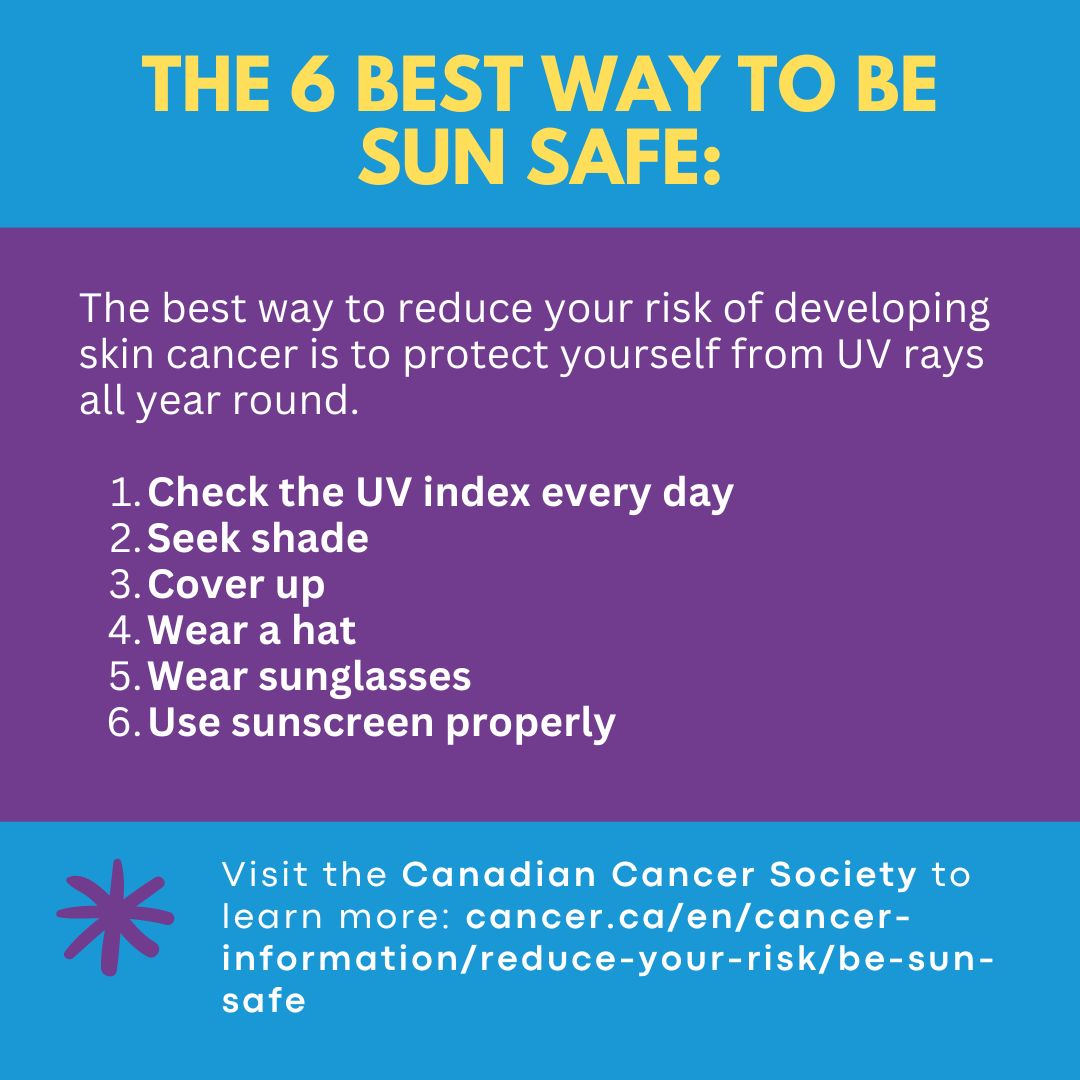 May is Skin Cancer Awareness Month! Let’s learn about sun safety: protect your skin and eyes from harmful UV radiation. ☀️ #Sunscreen #SunSafety #SkinCancerAwareness #PreventSkinCancer #OHT #OntarioHealthTeam