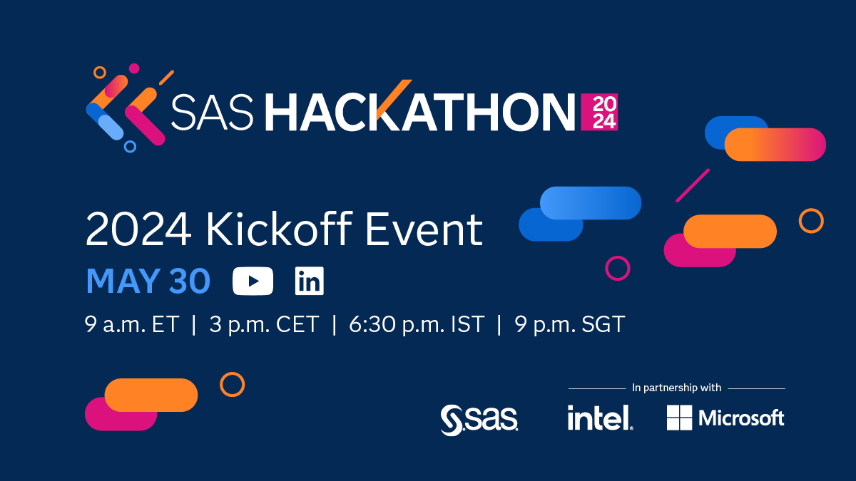 lisa_monk's tweet image. 🌟#SASHackathon Kickoff May 30th!  Join fellow brilliant minds to build skills, make connections, + enjoy creative freedom. Experienced data scientist or tech enthusiast, this is your chance to invent something new. #innovation #datascience 

Learn more: 2.sas.com/6012d1isk
