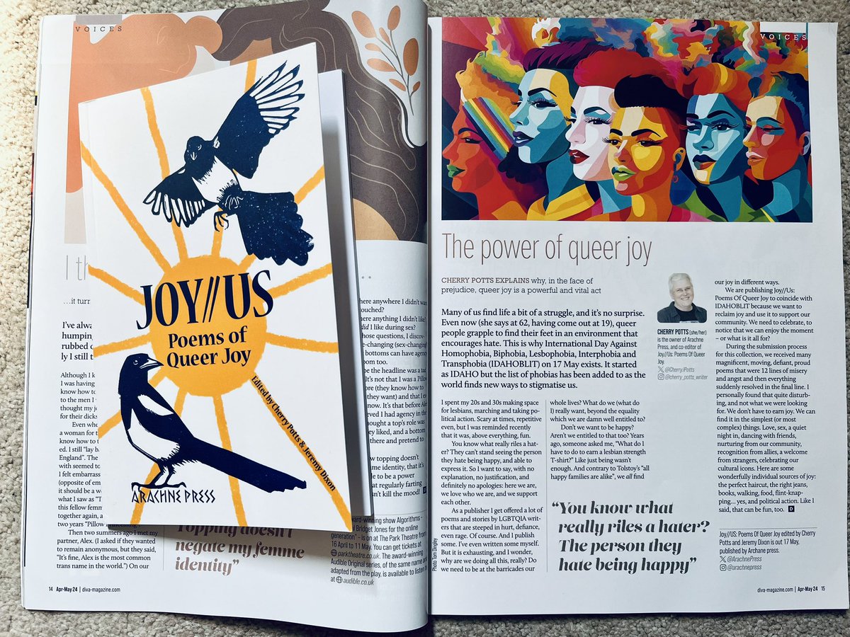 My very first publication was in @DIVAmagazine Yes, really! A story in the SEX issue, published 1996! So it’s a very special Queer Joy to see the @ArachnePress anthology I have work in feature in their current issue, a 30th Anniversary special - DIVA came out the year I did! 🌈