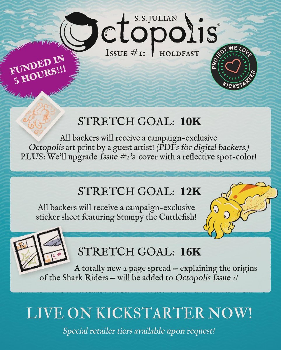 We are already FUNDED and have surpassed the first stretch goal!!!! Wow! Thank you everyone who has backed the project already. Please share this project far and wide and let’s see how far we can go!!!

#kickstarter #kickstartercomics #octopus
