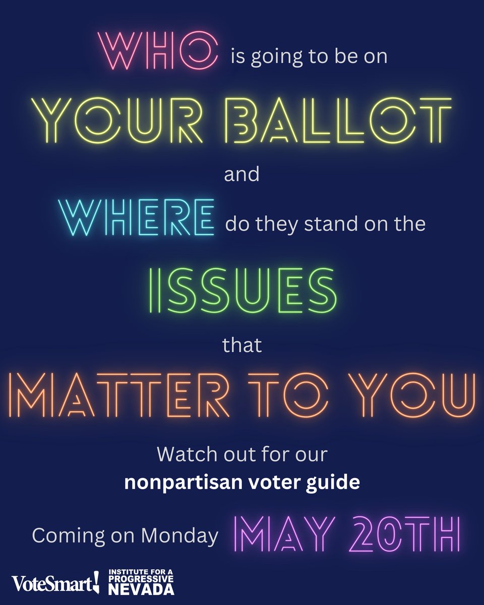 Nevada's primary election is around the corner, and our 2024 Primary Voter Guide is coming on Monday, May 20th! Find out where the candidates on your ballot stand on important issues like housing, health care, abortion, immigration, climate change, education, and more