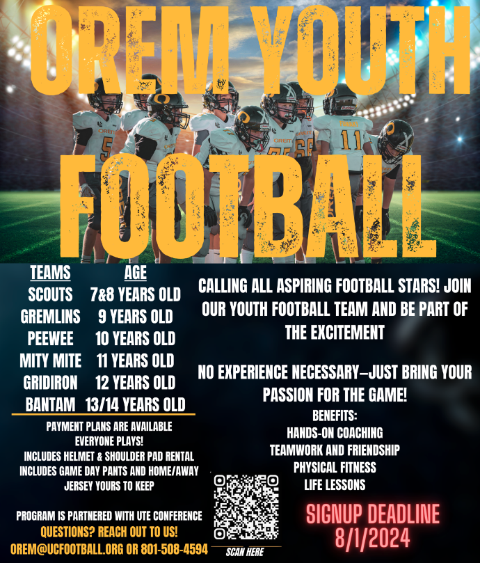 🏈 Exciting News! 🏈 Join our youth football team today! We’re thrilled to announce that signing up is easier than ever with our flexible payment plans(3rd party). No matter your skill level or background, everyone is welcome to join! Sign up now! ucfootball.org