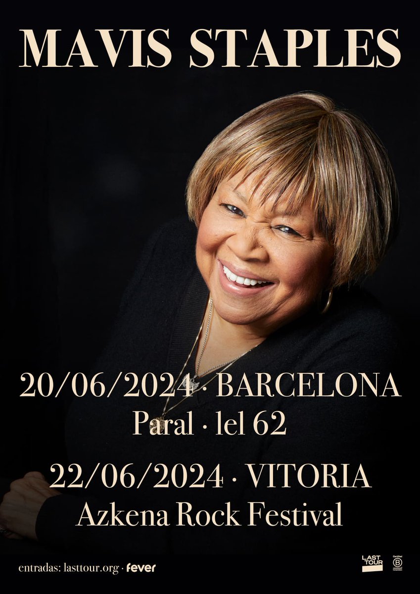 PRÒXIMA PARADA (almenys per a nosaltres) 20/06/2024 #Barcelona #Paral·lel62... allà estarem! #MavisStaples 🔥🎙️🎶