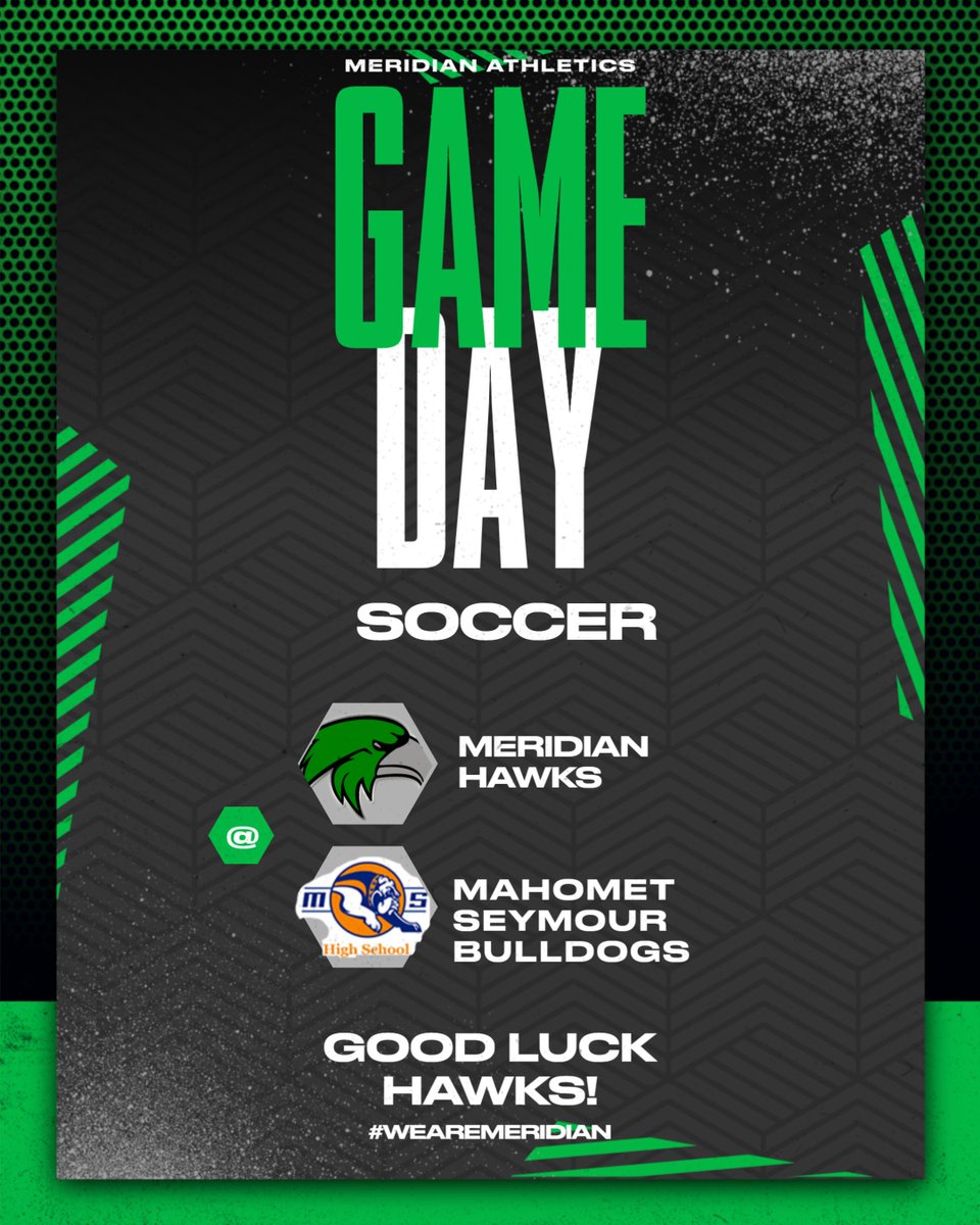 Good Luck to our girls soccer team as they advance to the next round of the regionals. They play Mahomet Seymour at Mahomet today at 4:30pm!

#wearemeridian