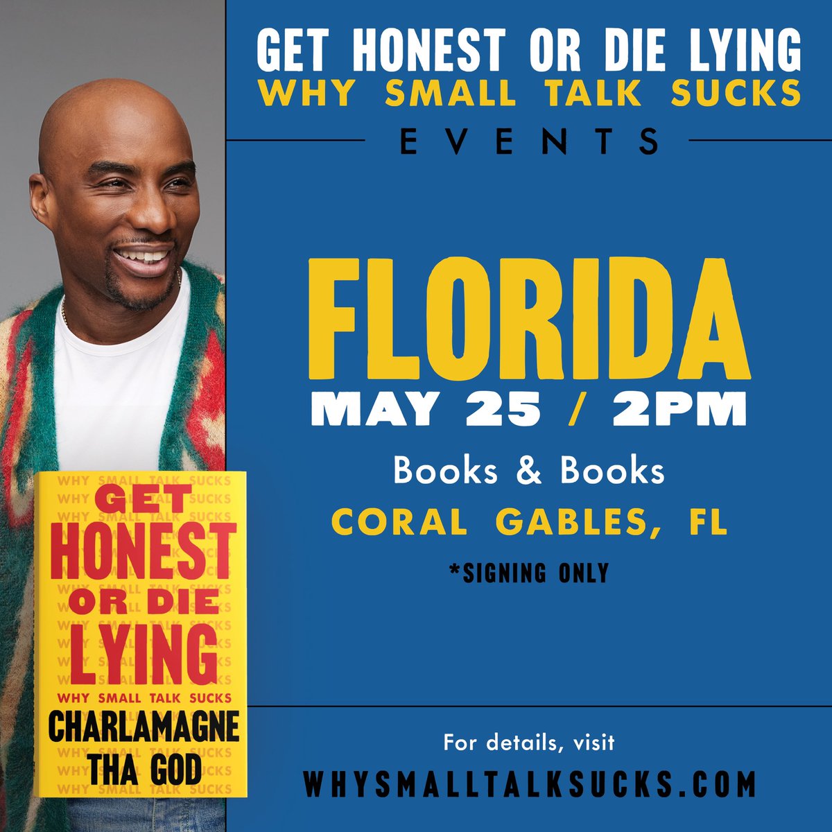 Florida I will be at @BooksandBooks May 25th at 2pm!! For details visit: eventbrite.com/e/a-signing-wi… #WhySmallTalkSucks