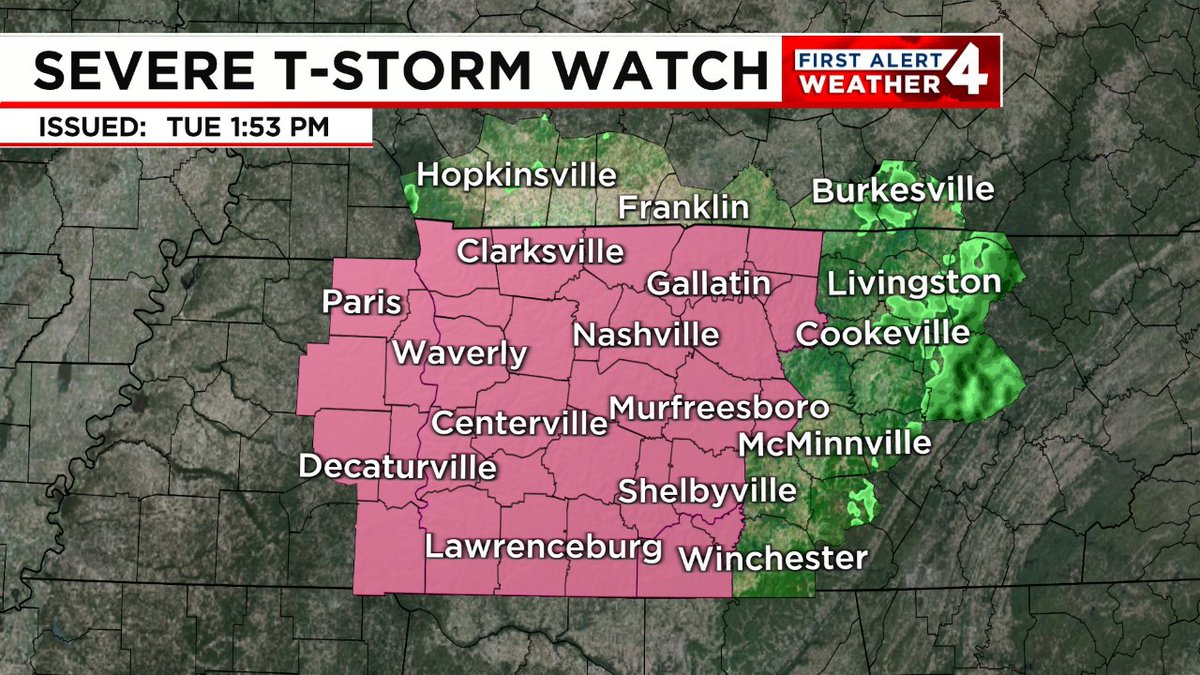 SEVERE THUNDERSTORM WATCH:  A Severe Thunderstorm Watch has been issued for the highlighted area. If you're in that zone, monitor the #FirstAlert Weather app closely for the duration of this watch, in case warnings are issued.