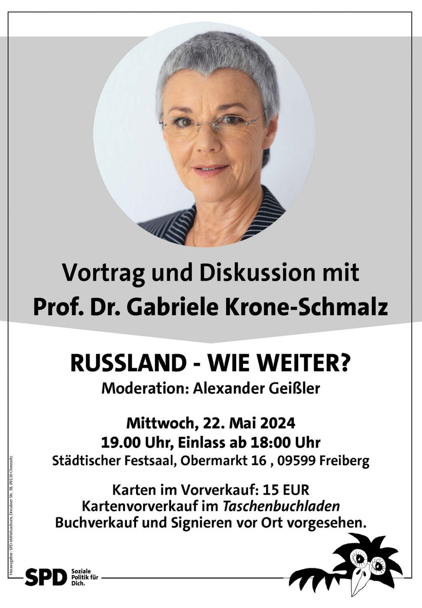 Ich freue mich auf meinen Besuch in Freiberg in Sachsen! Am 23. Mai halte ich dort um 19 Uhr einen Vortrag über pro-🇷🇺 Desinformation mit anschließender Diskussion. Natürlich rein zufällig einen Tag nach dem Auftritt von Gabriele Krone-Schmalz bei der örtlichen @SPDSachsen.