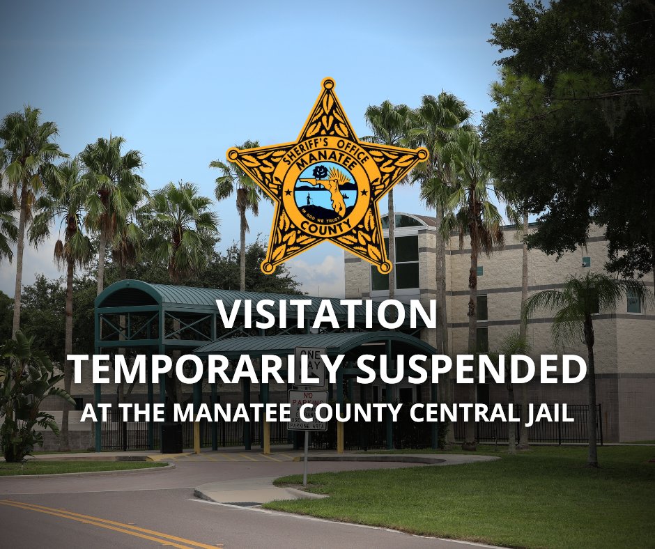 Public Visitation @ Manatee Co. Jail is suspended until further notice after an electrical panel malfunction. A county employee was transported to a hospital for injuries. No inmates or other employees were hurt & there's no current threat. bit.ly/3wwZiUl