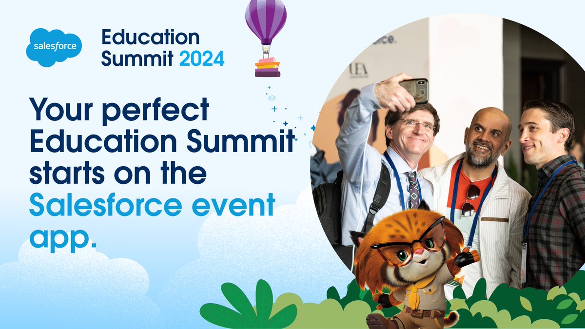 📲 Navigate around Education Summit with the Salesforce Event app. Explore sessions, play Quest, and dive into the trail maps. Google Play: sforce.co/3EksE8E Apple App Store: sforce.co/3ZcisIX
