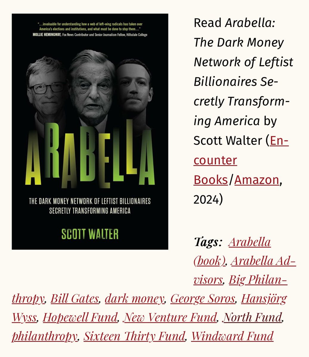 Killer work from Scott Walker, but his book on @arabellaadvisor @capitalresearch capitalresearch.org/article/arabel…
