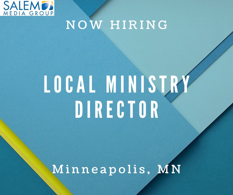 Salem Media Group is hiring a Local Ministry Director in Minneapolis, MN. For more information about this opportunity & to apply online, please visit careers-salemmedia.icims.com/jobs/3190/loca…. #job #media #radio #sales #digital #broadcast #hiring #salemmediagroup #salesjobs #minneapolisjobs