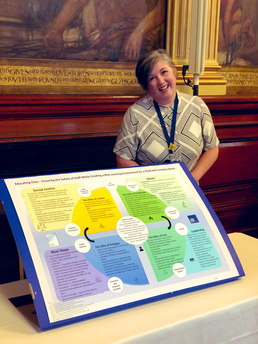 Well done to Ms Smith our Principal Teacher who presented her excellent research poster on ethical dilemmas in education, to the audience at Glasgow - A Learning City conference today. She quietly works very hard 🙌 Proud of you! @Doug_GCC @AliJMitchHT @UofGEducation