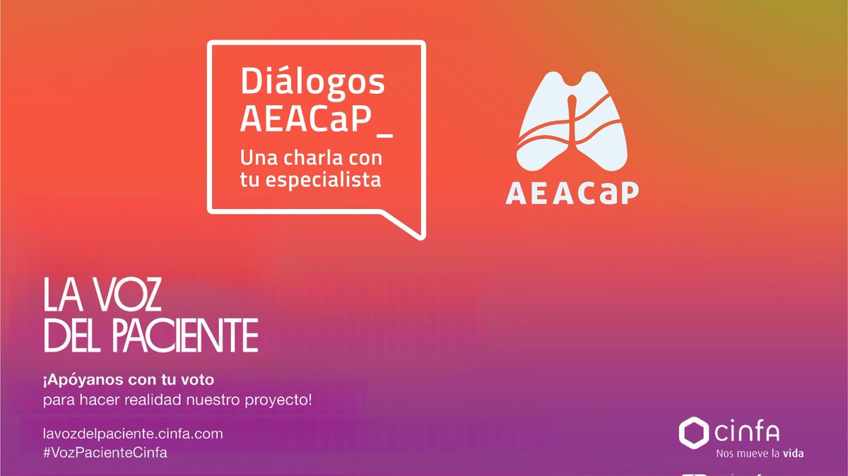 🔵🔬¡Solo nos quedan unas horas! 👉 Nuestro proyecto 'Diálogos @AEACaP' participa en la iniciativa de Cinfa de #lavozdelpaciente ➡️ ¿Nos ayudas con tu voto? ℹ bit.ly/AEACaP-Proyect… 🗓️Votaciones hasta el 15/05