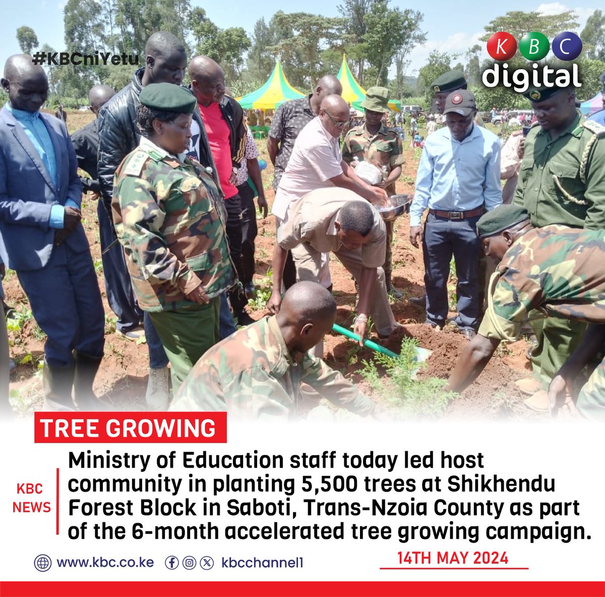 The accelerated 6-month nationwide daily tree growing exercise led by Cabinet Secretaries and Senior Ranks of the Executive championed by His Excellency The President last Friday during the 2nd National Tree Growing Day continues. #JazaMiti,#ClimateActionNow, #15BillionTrees