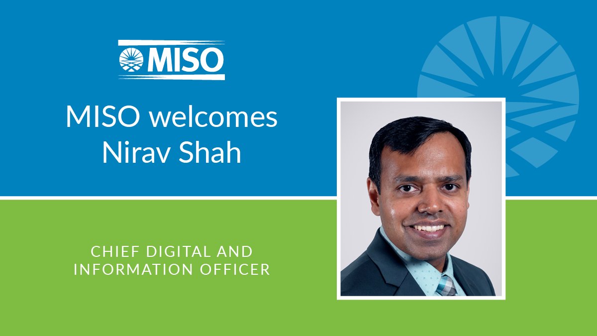We are pleased to welcome Nirav Shah as our new chief digital and information officer. His strategic and innovative mindset will help us navigate the ever-evolving and complex energy landscape. Visit our website to learn more: ow.ly/Ekbs50RGaLK #TeamMISO #energytwitter