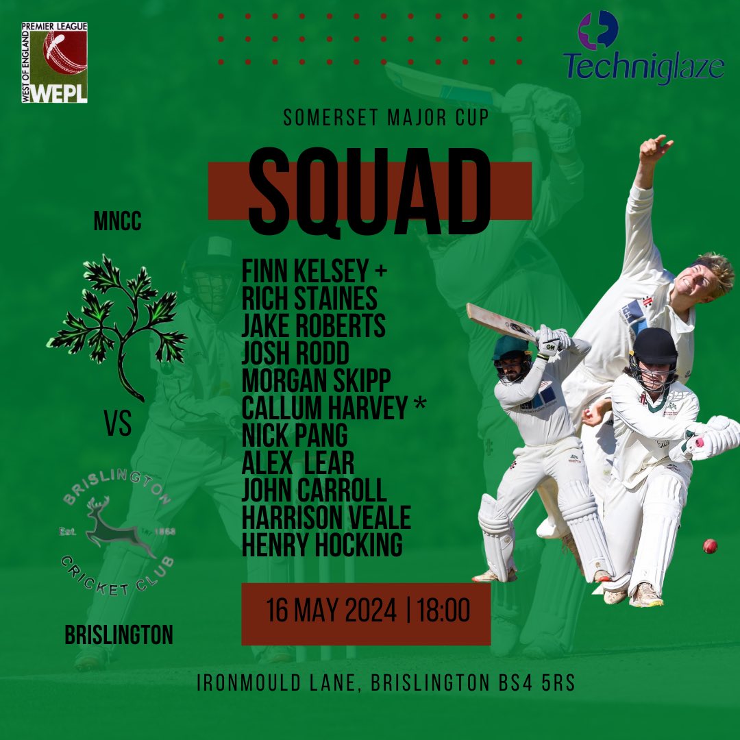 💣 T20 action 

🏆 Somerset Major Cup
🏏 Brislington 1st XI
📅 Thursday 16th May
⏰ 18:00
📍 Ironmould Lane, BS4 5RS

Hopefully the weather stays away for Round 1 of the Somerset Major Cup as we travel to <a href="/BrislingtonCC/">Brislington CC</a> in what seems to be an annual fixture!

#GreenCaps