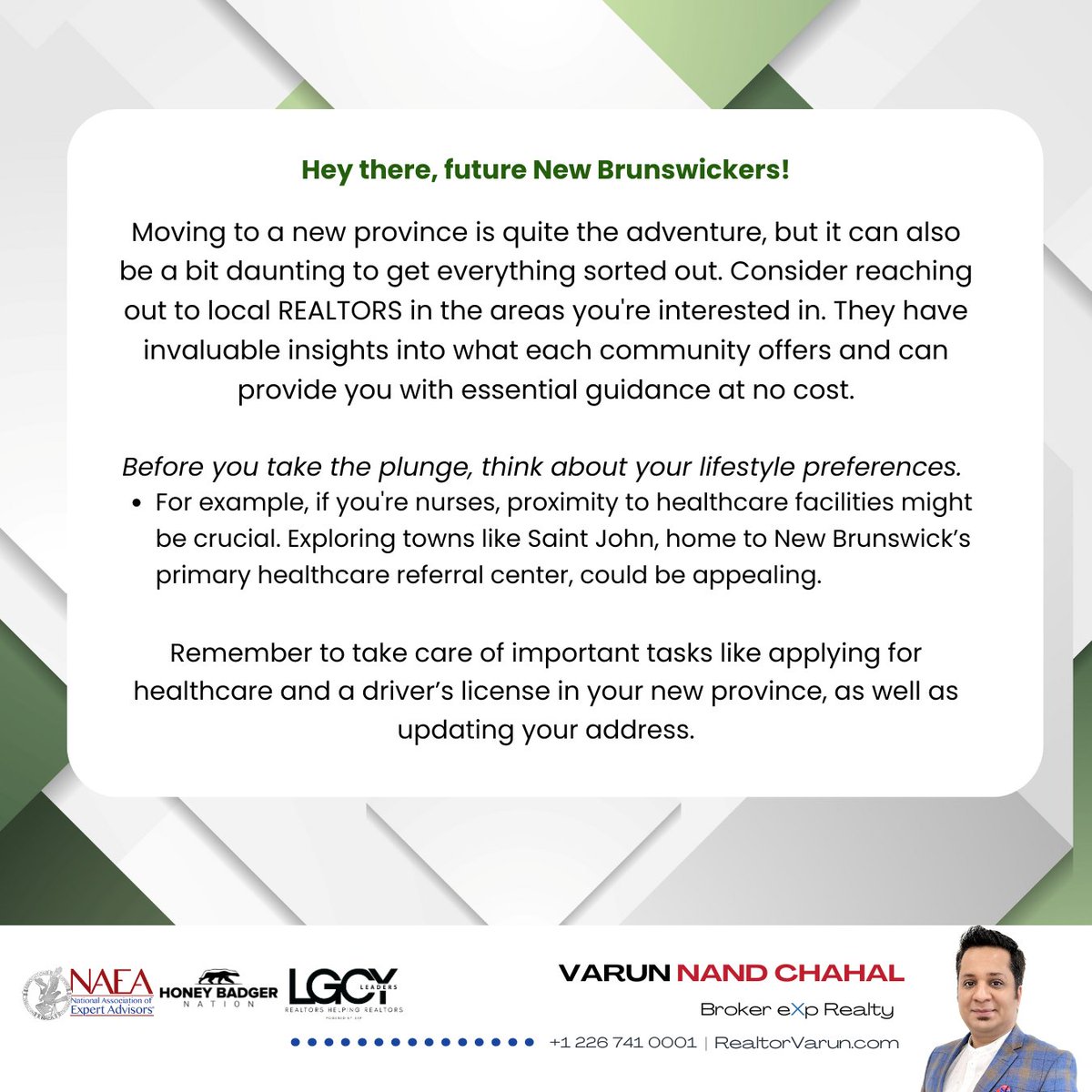 Finding a town or city that suits one's lifestyle is essential.
Any interprovincial move, it's necessary to apply for health care, a new driver’s license, & update all addresses.

#movingout #local #essential #resident  #realestate  #RealtorVarunNandChahal #VarunNandChahal