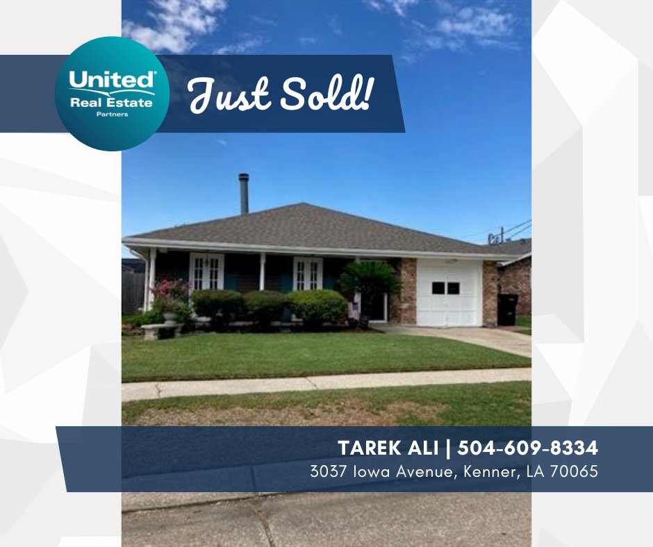 Another one sold! 😎 Congratulations to Tarek Ali on his recent sale! Interested in selling or purchasing a home? Call Tarek today at 504-609-8334. #RealEstate #JustSold