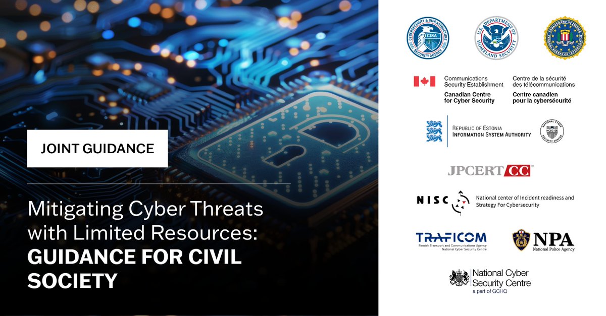 Civil society organizations involved in defending human rights and advancing democracy are targeted by malicious actors from Russia, China, Iran, and North Korea. Learn how to strengthen your defense from the #FBI and our partners: cisa.gov/resources-tool…