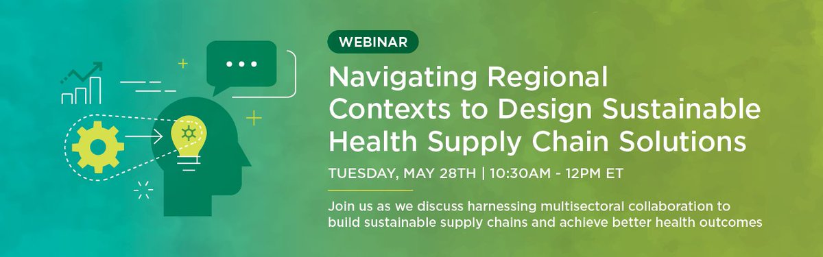 Join us on May 28th for 'Navigating Regional Contexts to Design Sustainable Health Supply Chain Solutions' to explore #innovation in #SupplyChain programming with keynote speaker @docthakker from @AfricaHealthBiz and panelists from @GHSupplyChain! 🔍 ow.ly/bAqT50RG0Ts