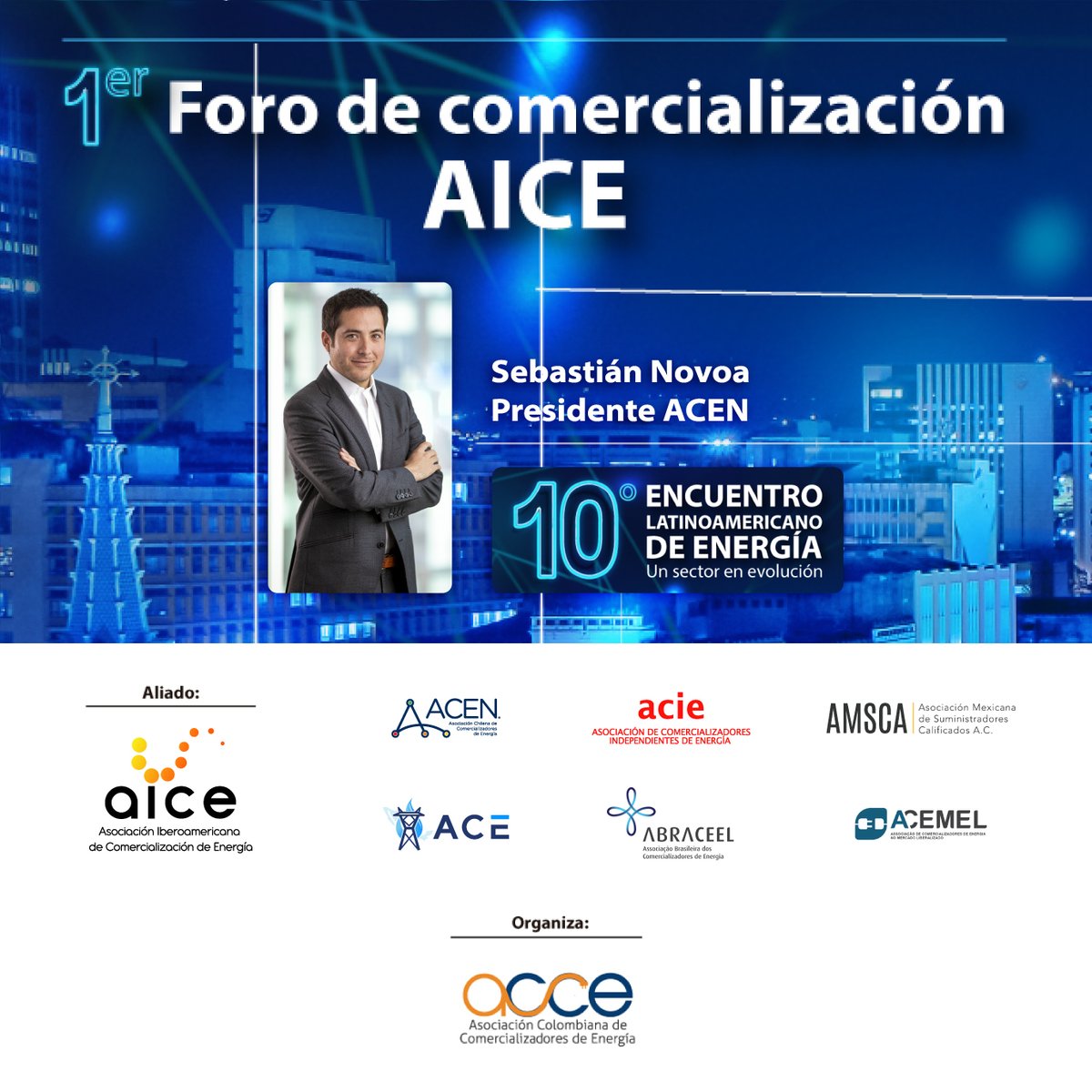 #ACEN patrocina el #PrimerForodeComercializacionAICE, que inaugurará el pdte. de #ACEN, <a href="/sebanovoa/">Sebastian Novoa</a>, actividad novísima en Iberoamérica organizada por <a href="/Acce_energia/">Acce- Asociación de Comercializadores de Energía</a>.

📆 22 de mayo de 2024 🕤 9:30-12:30 hrs.
Toda la información ▶️ bit.ly/3xHN8bl <a href="/MxAmsca/">AMSCA MX</a> <a href="/acenergiamx/">Asociación de Comercializadores de Energía</a>