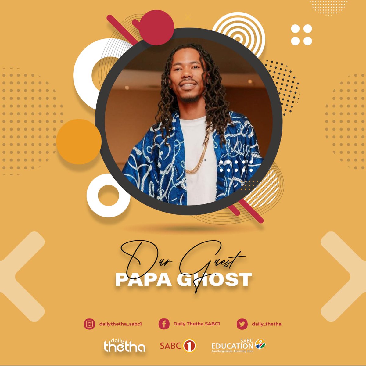Our fave is on TV tomorrow morning...📺🔥 Be sure to tune into @daily_thetha at 10:30AM, as he'll be giving some insights on an interesting industry topic. 🤌🏽 Don't miss it! @Official_SABC1 @SABCEducation #TeamPapaGhost #PapaGhost #BBMzansi