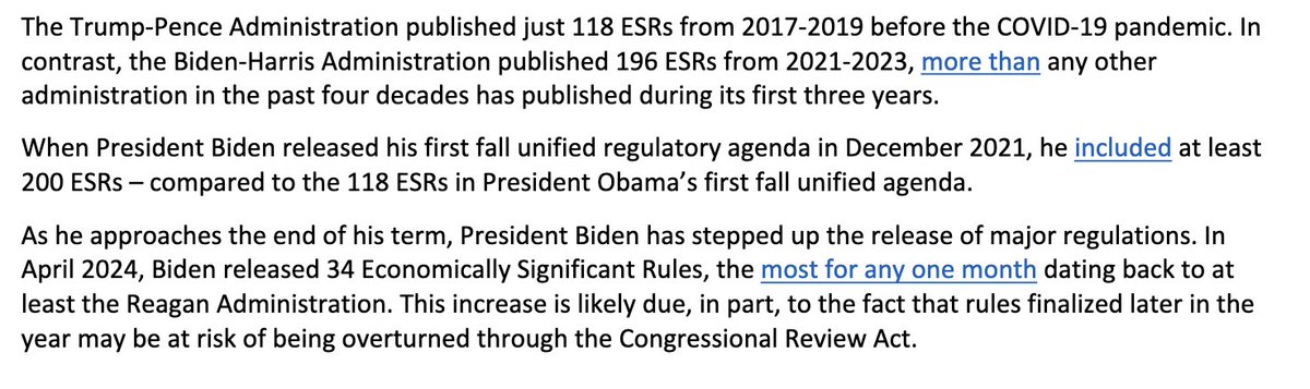 Wonky but important report from @Mike_Pence's @AmericanFreedom that puts some staggering numbers behind the growth of regulations under Biden Last month, Biden released more economically significant rules than any president has rolled out in a month since at least Ronald Reagan