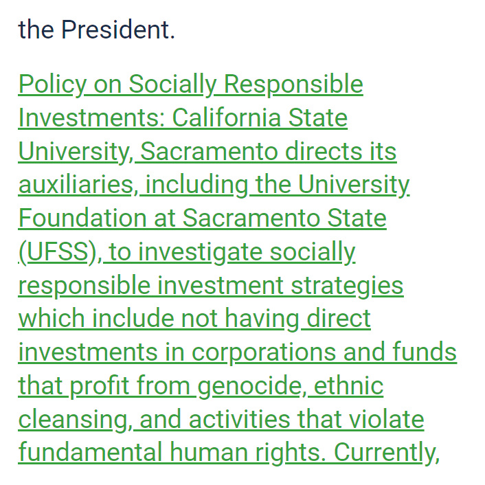 .@sacstate commits to investigating divestment from “corps & funds that profit from genocide, ethnic cleansing, and activities that violate fundamental human rights.” Students are making gains that sustain our struggle for Palestinian rights and an end to Israel's #GazaGenocide.