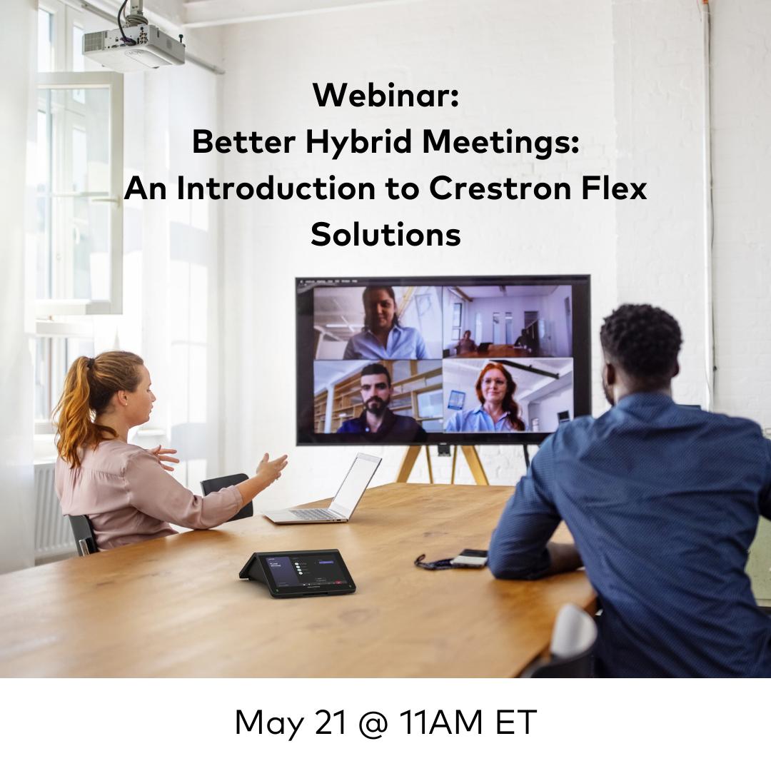 CrestronRosanne's tweet photo. Hybrid meeting solutions need to be able to scale across multiple room types &amp; sizes. Learn how Crestron Flex Solutions provide seamless collaboration that can go from one-touch meeting rooms to high-impact spaces.  

May 21 @ 11AM ET 

Register now: https://t.co/bVFloorxlX https://t.co/NxM0nZKSkY