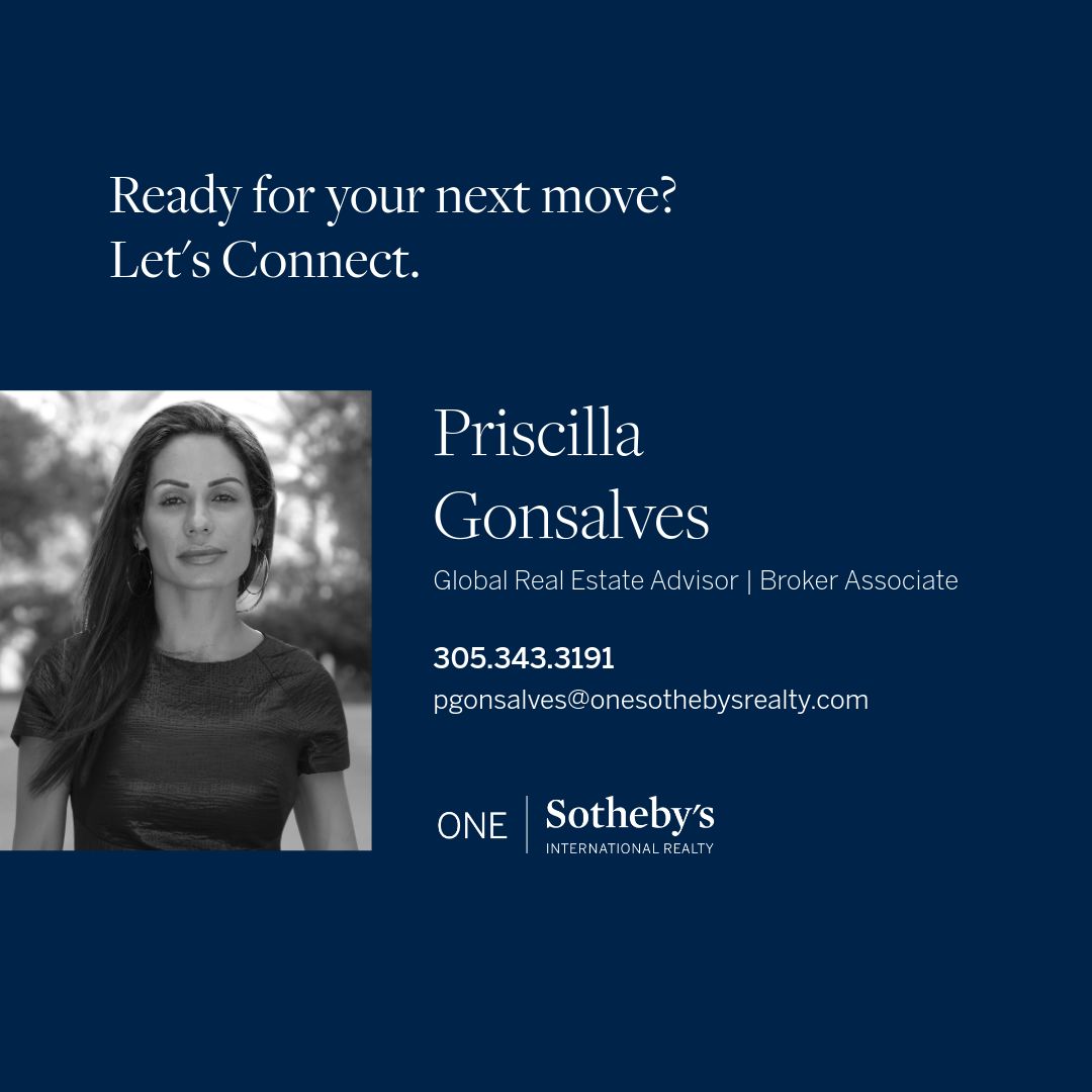 Explore South Florida's luxury real estate with Sotheby's Realty. From Miami Beach to Palm Beach, discover exclusive properties and expert guidance for your dream home. Call me today 305.343.3191. #SouthFlorida #LuxuryRealEstate #SothebysRealty #PriscillaSellsMiami #Onesir