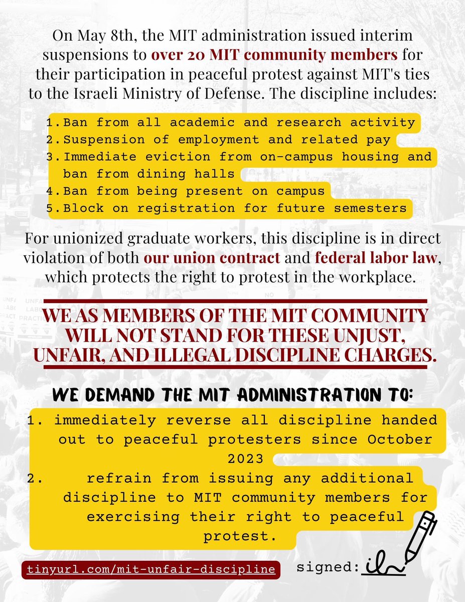 We have launched a petition to demand the reversal of the unfair, unjust, and disgusting discipline against peaceful protesters. Join the 1500+ who have already signed!