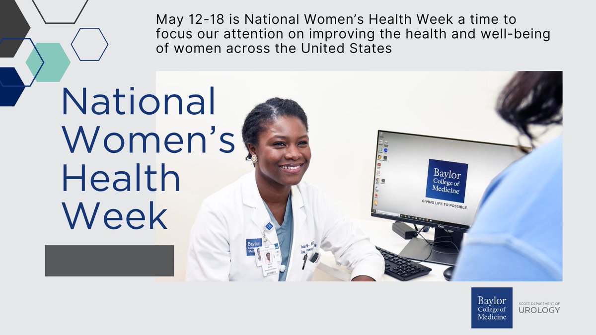 Urology is women's health too!

Female urology concentrates on diagnosing and treating bladder, urinary tract, and pelvic disorders in females. Our specialists are experts in their field and offer comprehensive and compassionate care.

Happy #WomensHealthWeek!

#BCMUrology