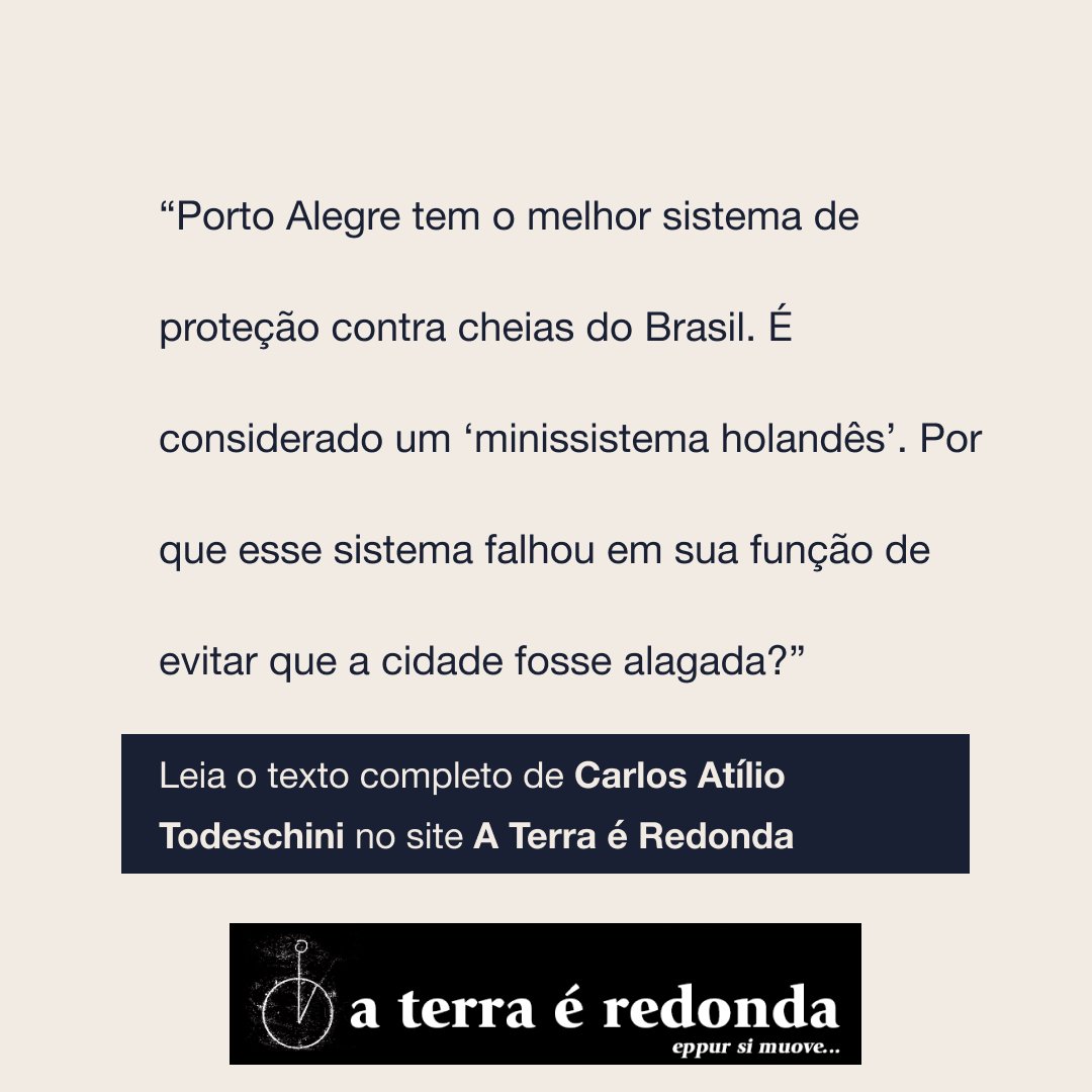 O negacionismo ambiental e a inundação de Porto Alegre Por Carlos Atílio Todeschini aterraeredonda.com.br/o-negacionismo… #aterraéredonda #CarlosAtílioTodeschini