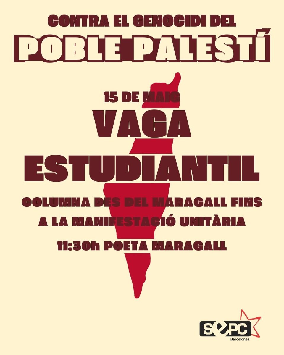El dia 15 les estudiants sortim al carrer per denunciar el genocidi que pateix el poble palestí i per denunciar les relacions dels centres i universitats amb l'estat d'Israel

Apropa't al institut Poeta Maragall a les 11:30 i anem juntes a la manifestació!