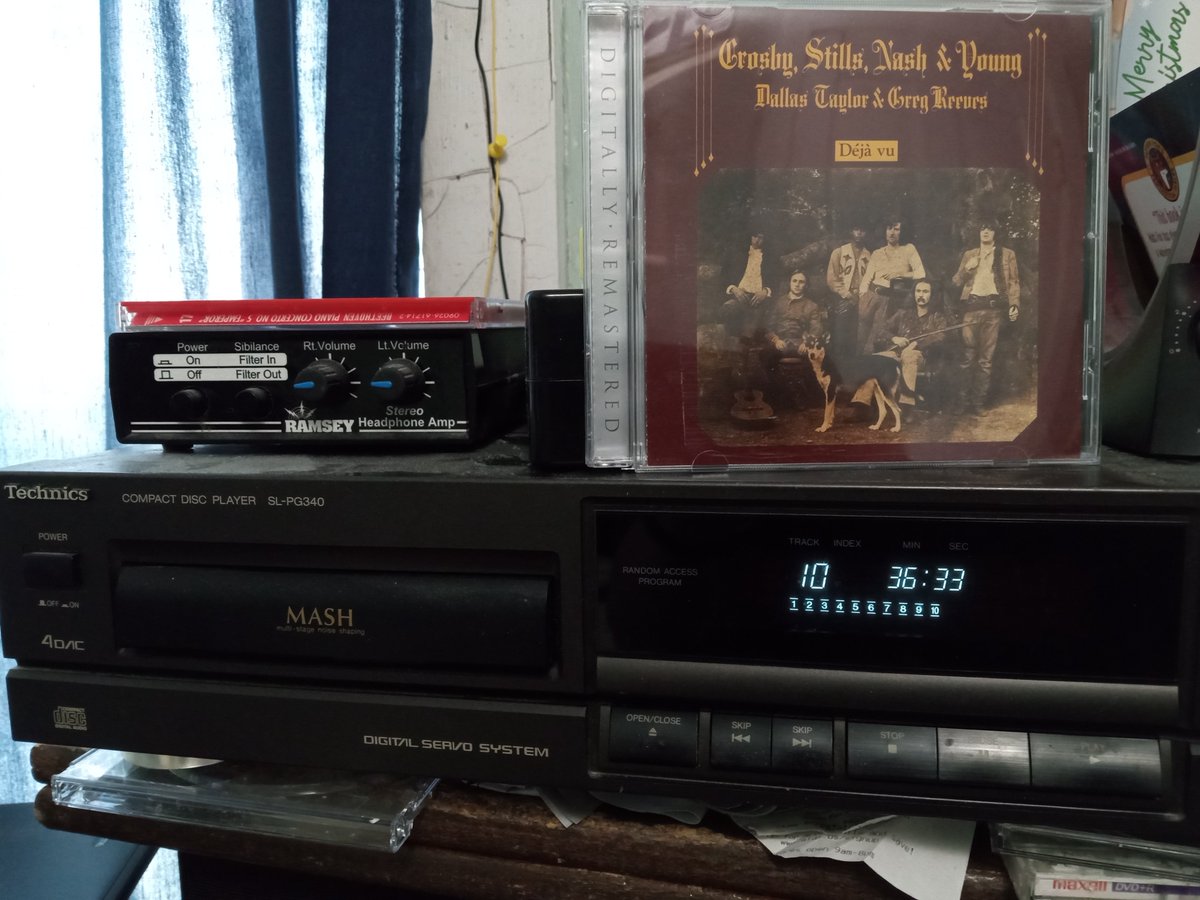 #NowPlaying 
Crosby, Stills, Nash, & Young - Deja vu - 1970
#NowSpinning #CDaudio #HiFI #CompactDisc #Stereo #Technics #BOSE #CDCollection #CDCommunity #VintageAudio #Rock #FMrock #AlbumRock
The CD drawer on my player started acting it will open but close right back up sometimes.
