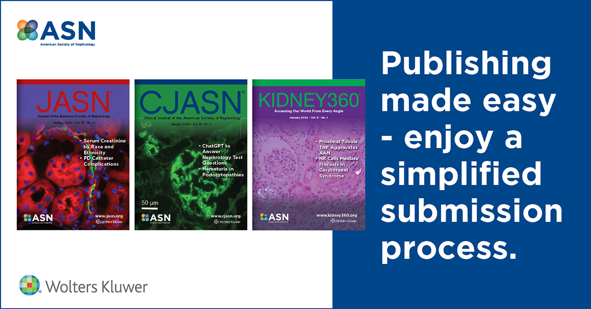 Your journey to publication just got faster and easier! @ASNKidney Journals have made some changes to the submission process for JASN, @CJASN, and @ASNKidney360. For more information, visit bit.ly/ASNSubmissionU… @LippincottMed