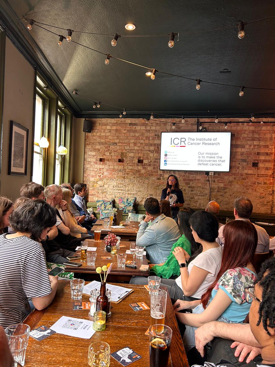 We're kicking off our #Pint24 events tonight! 🍻 We'll hear from @kez_lane, @daliarosano and @HannahBarghD about why cancer forms, how to hunt down 'sleeping' breast cancer cells, and innovations in radiotherapy that are bringing us closer to more effective, kinder treatments.