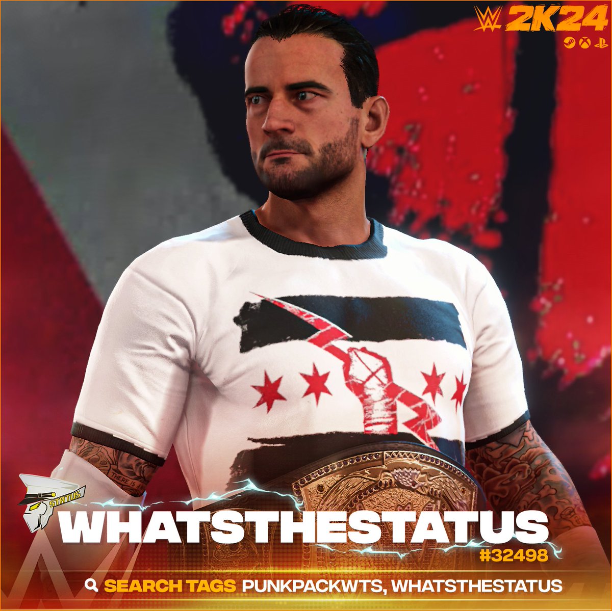 NEW! #WWE2K24 Upload To Community Creations!

★ CM Punk '11 (InGame Edit)

★ Search Tag → PUNKPACKWTS or WhatsTheStatus
★ Collaboration →@Kamillion2k
★ Support Me → linktr.ee/WhatsTheStatus

★ INCLUDES
● Custom Portrait
● New Hair
● Fixed Tattoos
● DeAged face
●…