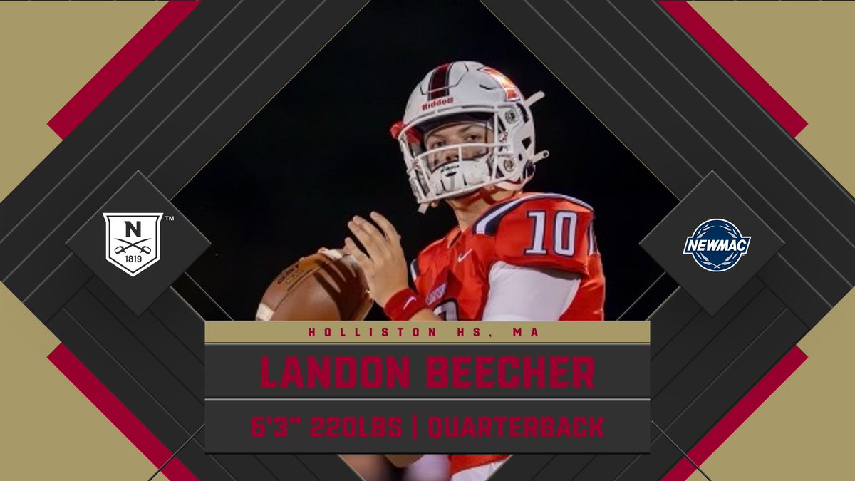 Norwich Football (@norwichfb) on Twitter photo ๐๏ธLandon Beecher
๐Quarterback
โ๏ธ6'3" 220lbs
๐Holliston HS, MA
๐<a href="/M2_QBacademy/">M2 QB Academy</a> MVP 2022 and Top 10 2023, TVL Champ
๐Computer Security & Information Assurance w/ a minor in Business
#NUera #PickTheWick ๐๏ธLandon Beecher
๐Quarterback
โ๏ธ6'3" 220lbs
๐Holliston HS, MA
๐<a href="/M2_QBacademy/">M2 QB Academy</a> MVP 2022 and Top 10 2023, TVL Champ
๐Computer Security & Information Assurance w/ a minor in Business
#NUera #PickTheWick