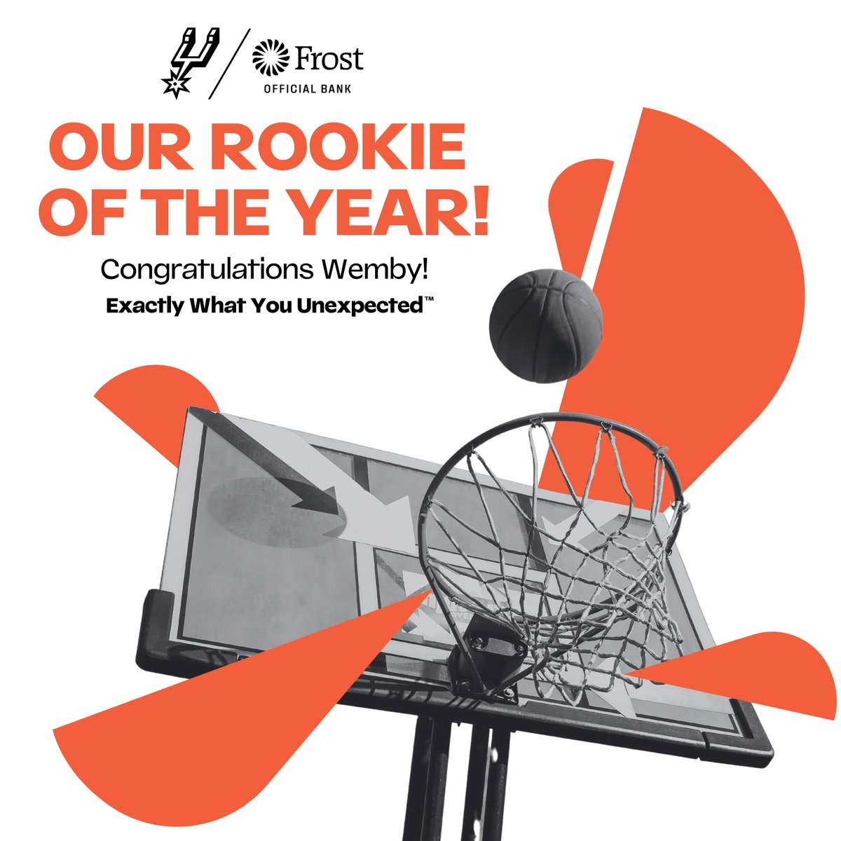Here at Frost, we are #ExactlyWhatYouUnexpected, but there is nothing unexpected about our Rookie of the Year! Congratulations @wemby, from one San Antonian to another 🩶🖤 #FrostBank #ExactlyWhatYouUnexpected #Spurs #PorVida #GoSpursGo #roty #sanantonio #purosanantonio @spurs