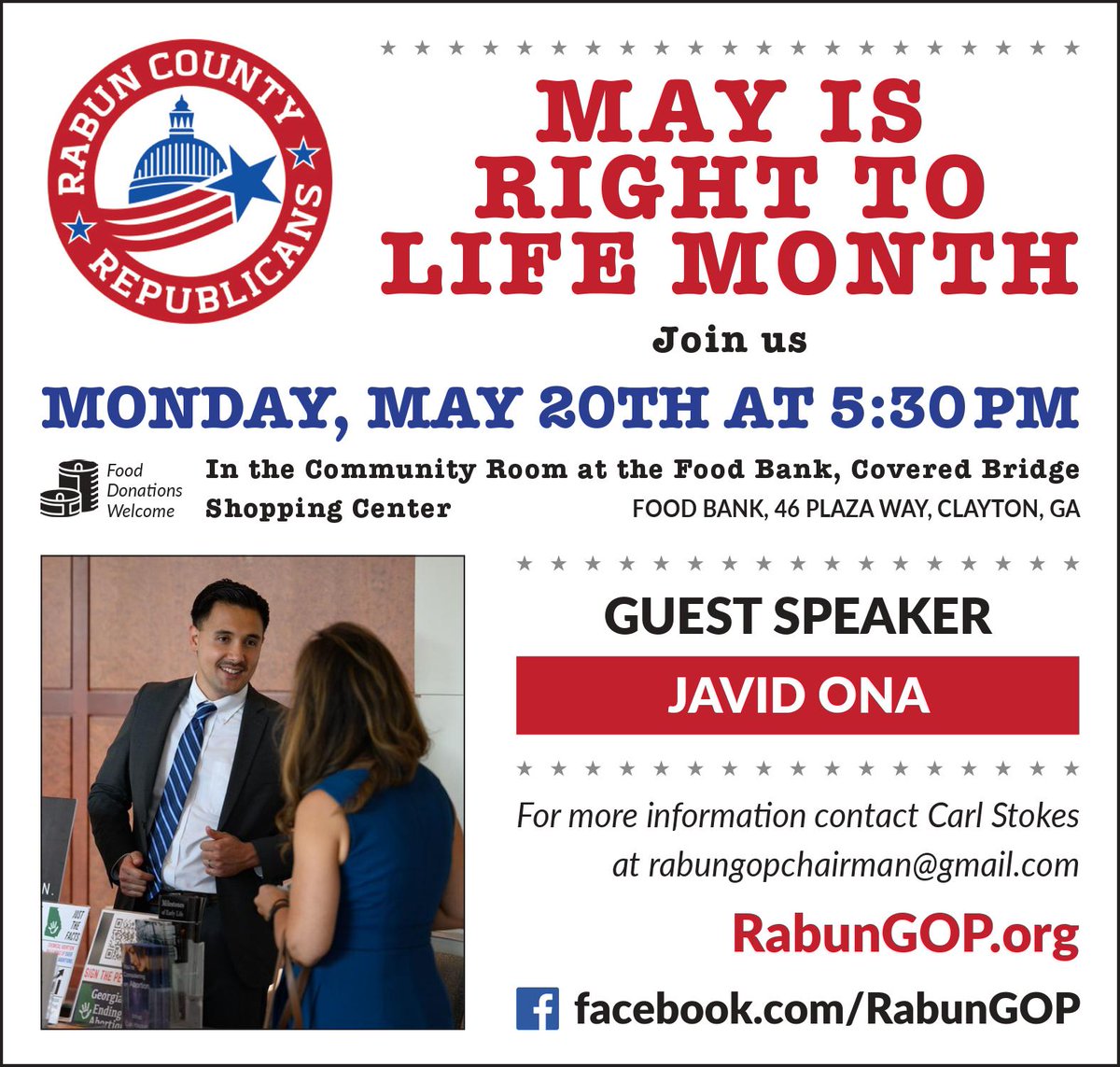 GRTL's tweet photo. GRTL's Education Coordinator, Javid Ona, will head to Rabun County to discuss biblical personhood and equal protection with the Rabun County GOP on May 20th at 5:30 PM. @RabunGOP 

#personhood #equalprotection #conservative #prolife #protectthepreborn https://t.co/wNq7NUP3Jl