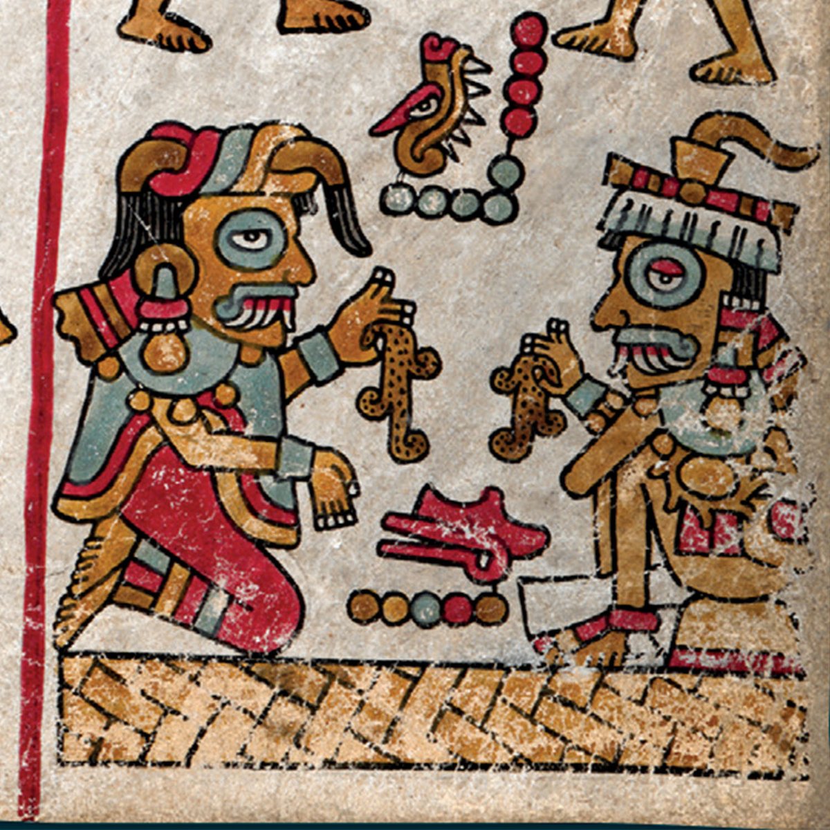 La pareja 9 Lagarto y 5 Viento representa tanto a los ancestros fundadores del linaje de Apoala (en La Mixteca, Oaxaca) como a las entidades sagradas o antepasados divinos que proveen de lluvia y agua en general a toda la región.