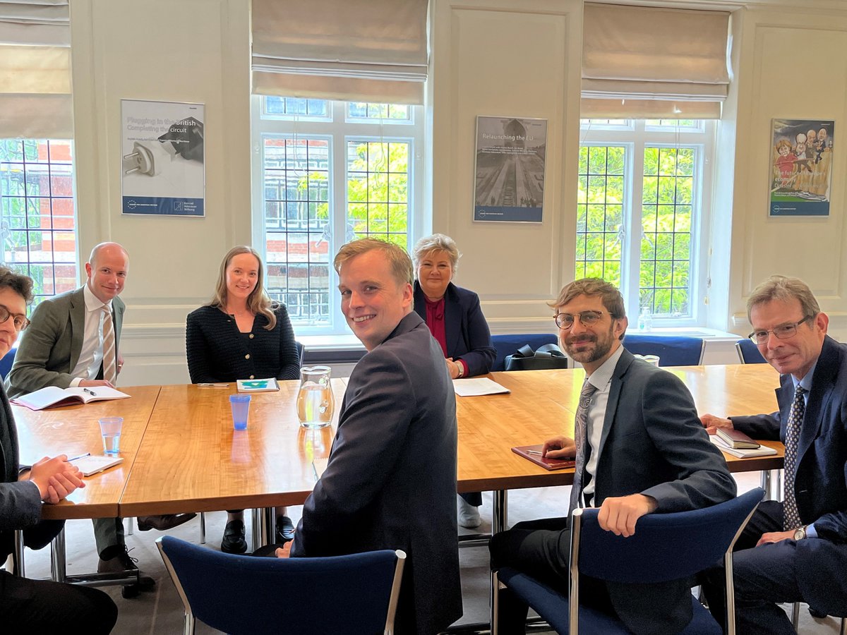We welcomed the leader of the Norwegian conservative party and former prime minister @erna_solberg and her team to our London offices this afternoon to discuss European security policy, UK-EU relations and EU reform.