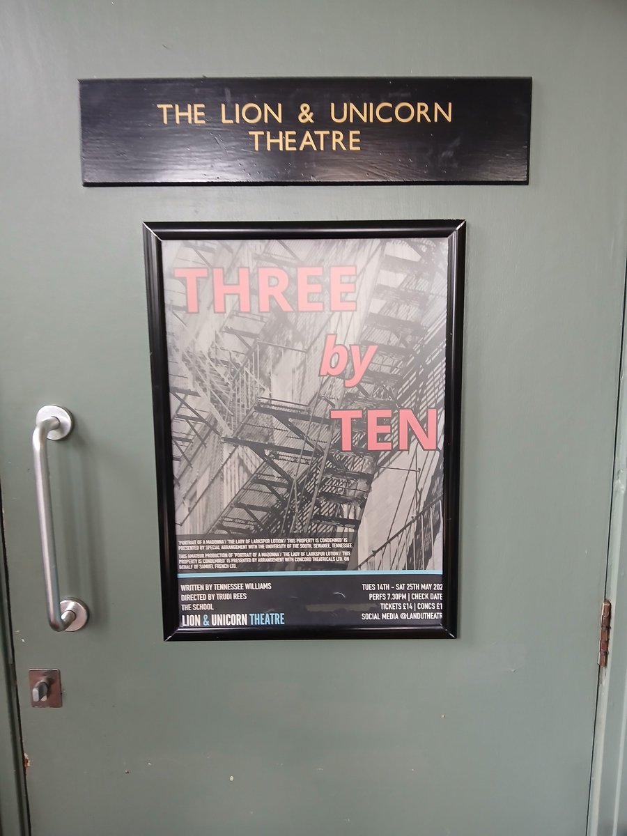 We open tonight!

An evening of Tennessee Williams shorts from out graduating actors <a href="/LandUTheatre/">Lion & Unicorn Theatre</a> 
🎟 app.lineupnow.com/event/three-by…