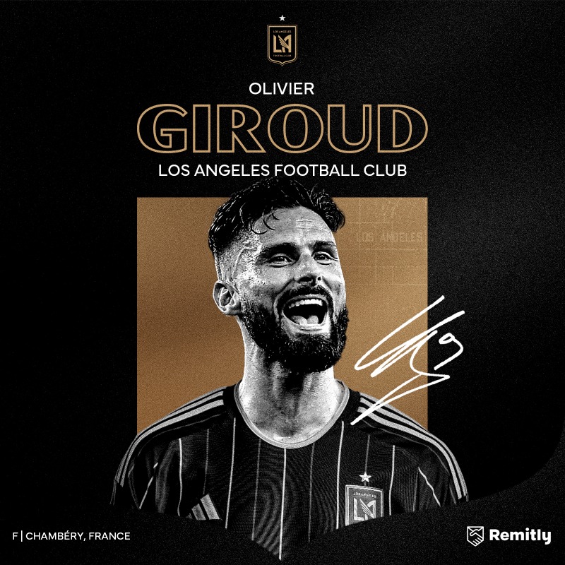 ¡ES OFICIAL! Los Angeles FC anuncian el fichaje de Olivier Giroud, que firma hasta 2025 con posibilidad de extender hasta 2026.