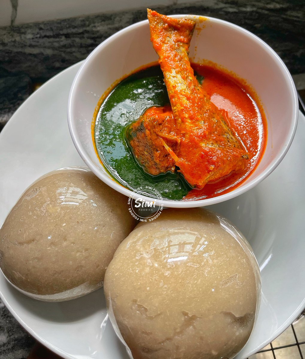 White Amala (Lafun) with Fresh fish stew and ewedu🌚😋