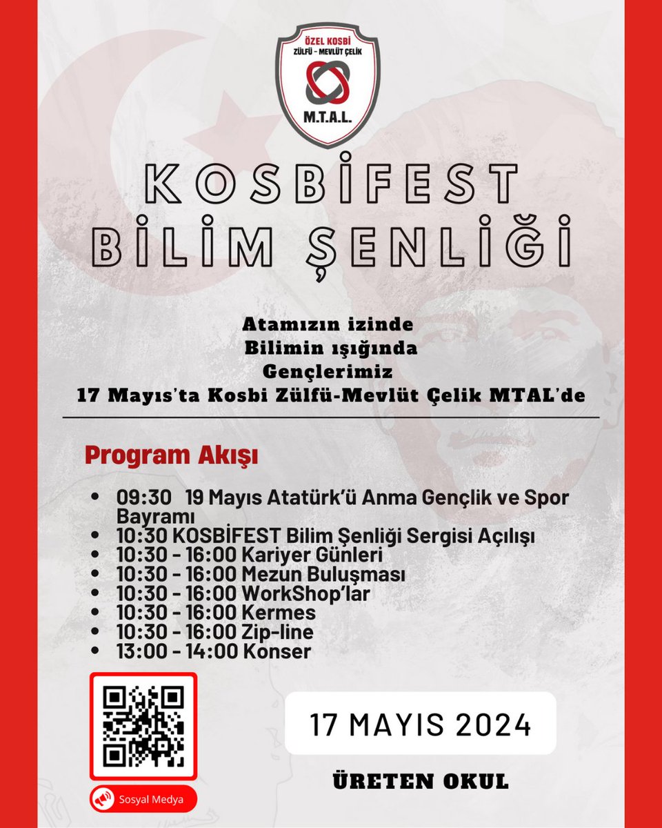 kosbimtal's tweet photo. Okulumuzda her yıl düzenlediğimiz öğrencilerimizin  öğretmenleri rehberliğinde hazırladığımız KOSBİFEST Bilim Şenliğimiz, bu yıl “Mezunlar Buluşması, WorkShoplar ve Konser” ile çok eğlenceli olacak. 17 Mayıs’ta KOSBİ Zülfü Mevlüt Çelik MTAL’de sizleri bekliyoruz.
#KOSBİFEST https://t.co/8PalhzcK2M