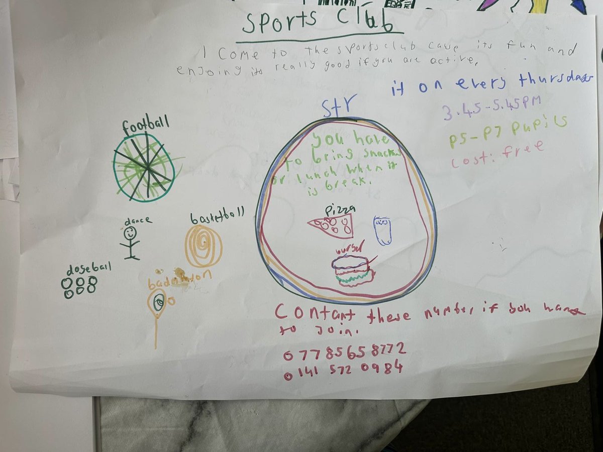 Yesterday at our P6/7 after school club the children made posters to promote all the different clubs Royston Youth Action has to offer. ✨